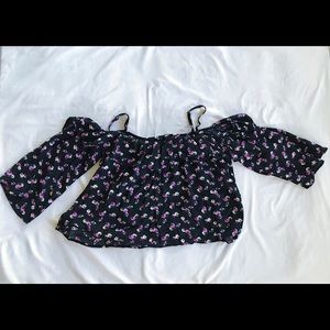 Off the shoulder floral dress shirt